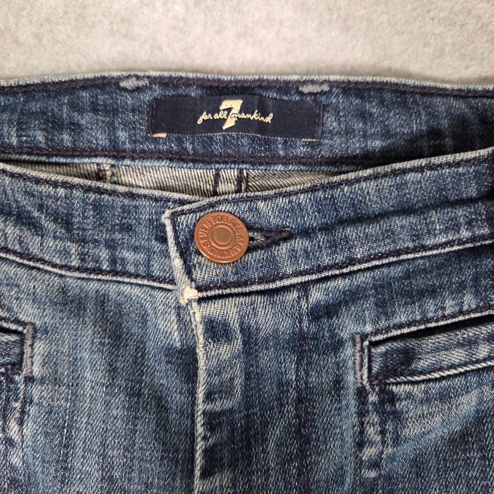 7 For All Mankind Women 28 Y2K Flare Bootcut Jeans Blue USA Front Patch Pocket - Picture 4 of 10